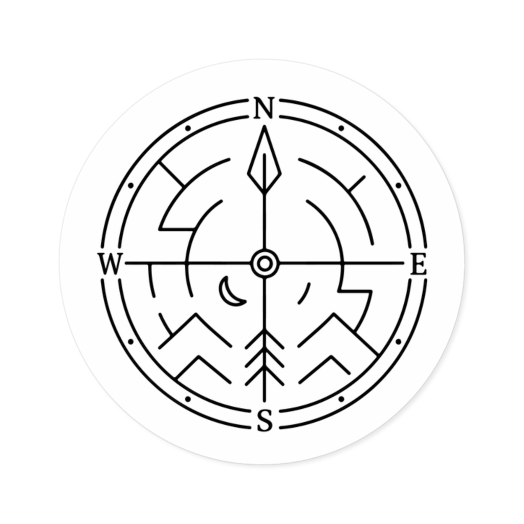 Onward Sister Logo Sticker — Compass & Mountain Maze Sticker (Indoor/Outdoor)