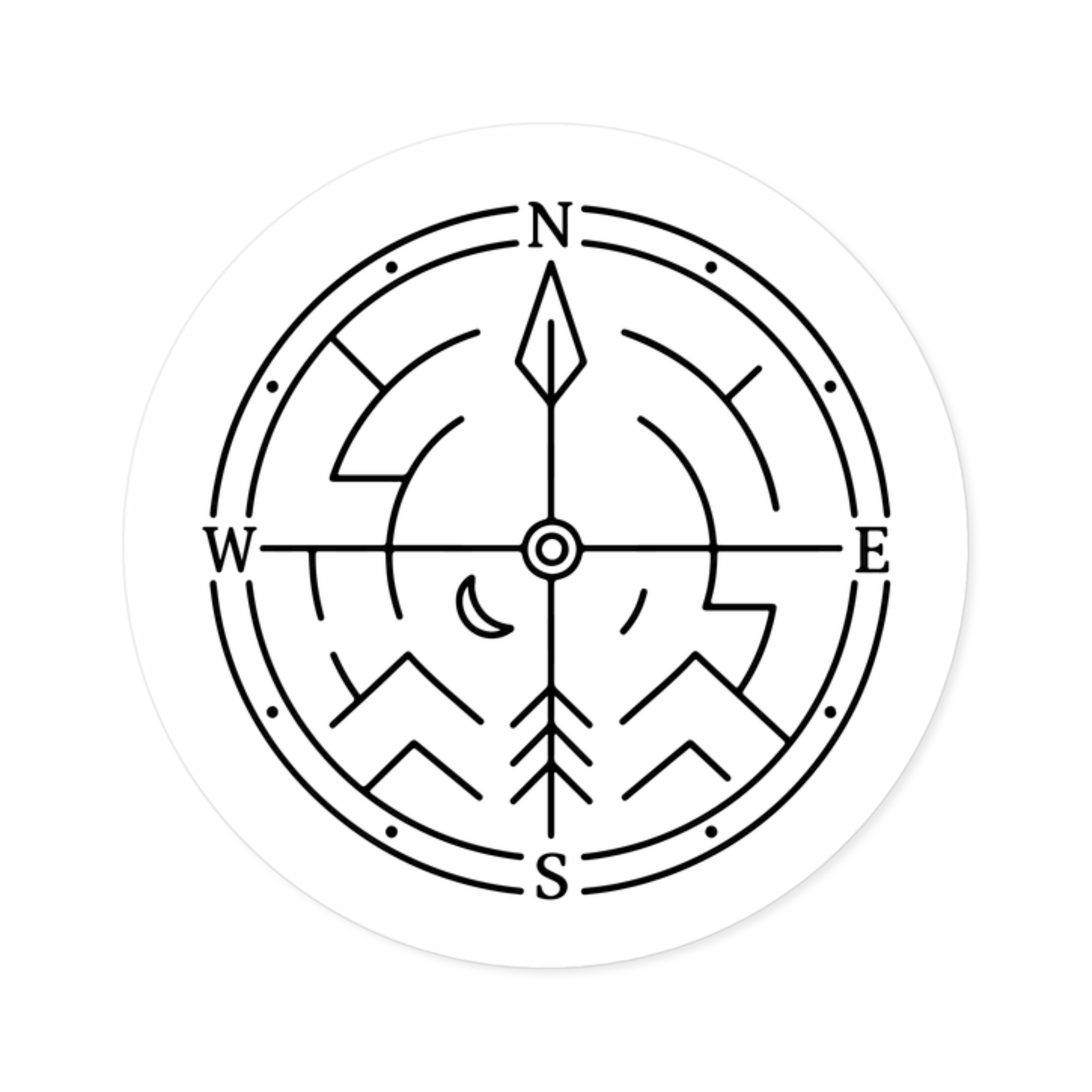 Onward Sister Logo Sticker — Compass & Mountain Maze Sticker (Indoor/Outdoor)