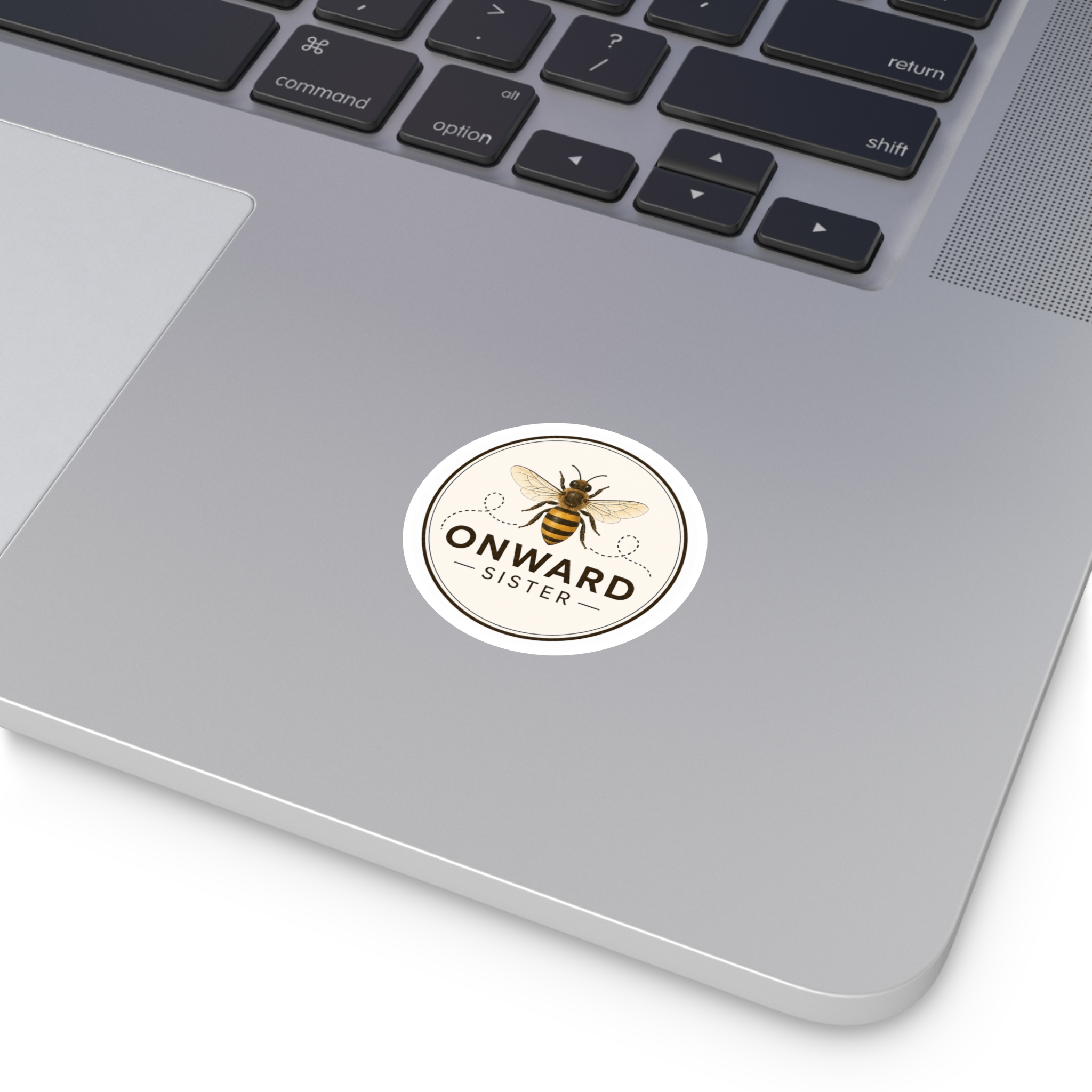 Onward Sister Round Sticker — Honeybee Vinyl Decal (Indoor/Outdoor) - Image 2
