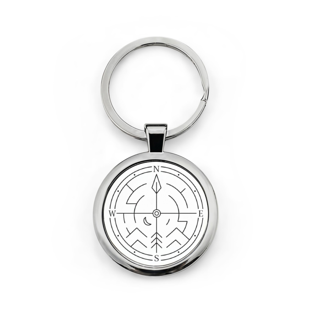 Onward Sister Stainless Steel Keychain — Compass & Mountain Maze