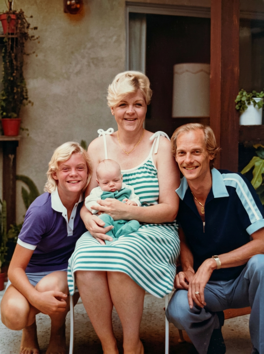Suzanne with her daughter, son, and husband in the early 1980s. Photo permission to use was given by Suzanne to Onward Sister.