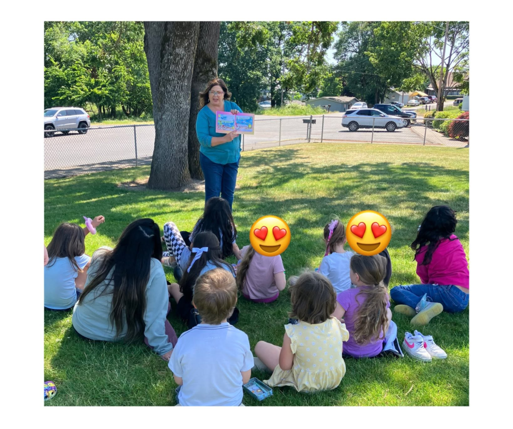 Author Natalia Lee is reading her book to kids at a local elementary school. Photo permission given to Onward Sister by Natasha Parvey.
